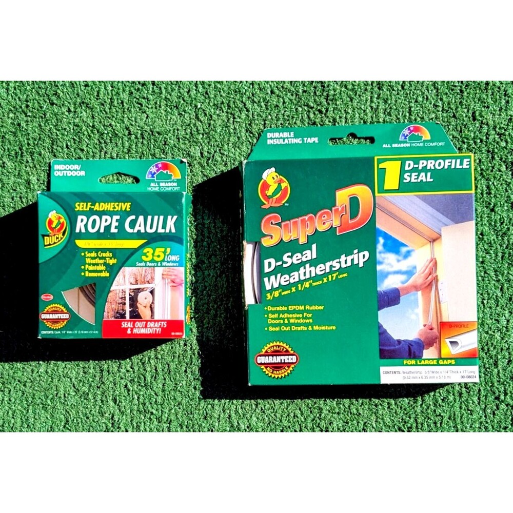 Super D-Seal Weatherstrip 3/8"W x 1/4"D x 17'L +Self-Adhesive Rope Caulk 35' NIP
